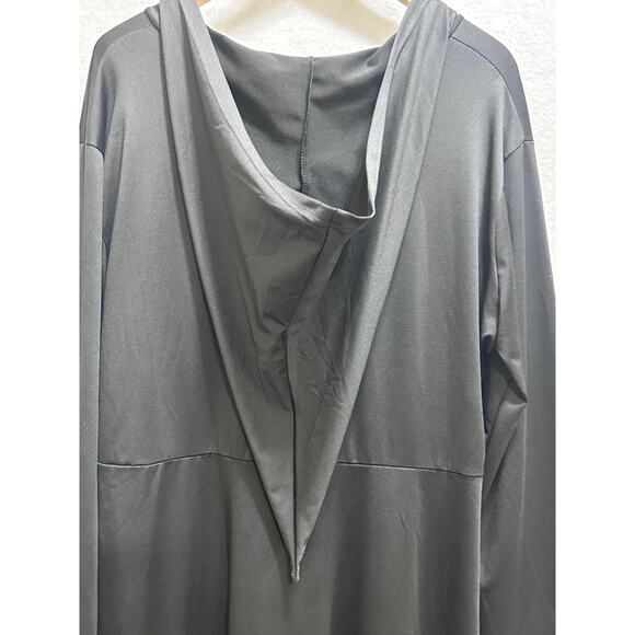 Gothic Cape Dress 2XL Black Hooded Cage Grommet Style Long Sleeve Witchy Emo - Picture 6 of 9